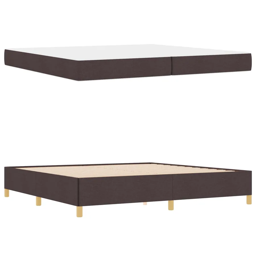 Cadre de lit avec matelas Marron foncé 200 x 200 cm tissu - 5