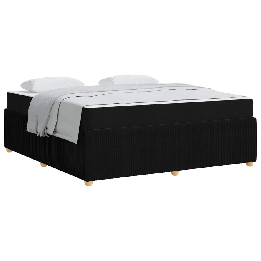 Cadre de lit avec matelas Noir 180 x 200 cm tissu - 2