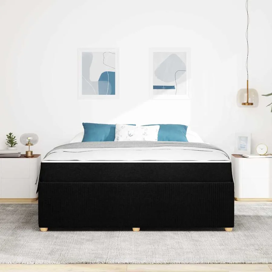 Cadre de lit avec matelas Noir 180 x 200 cm tissu - 3