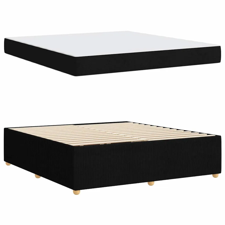 Cadre de lit avec matelas Noir 180 x 200 cm tissu - 4