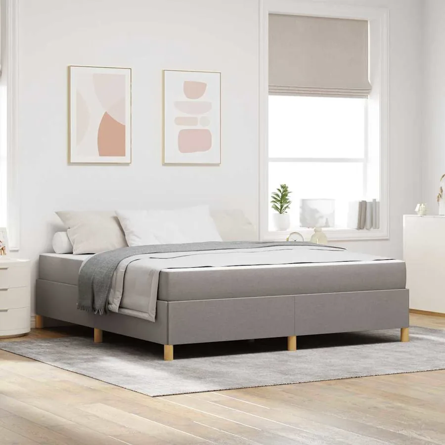 Cadre de lit avec matelas Taupe 180 x 200 cm tissu
