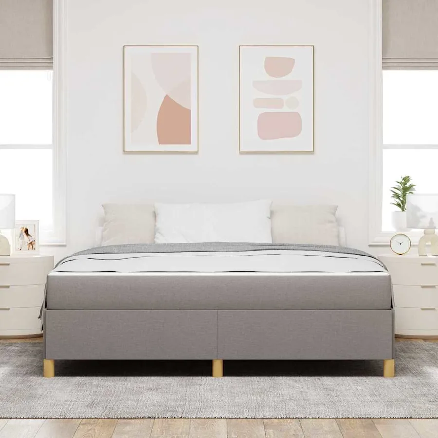 Cadre de lit avec matelas Taupe 180 x 200 cm tissu - 3