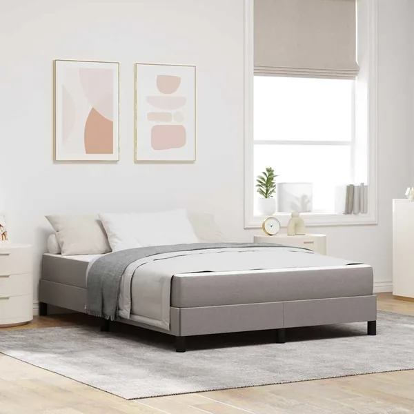 Lit à ressorts avec matelas Taupe 140 x 200 cm tissu