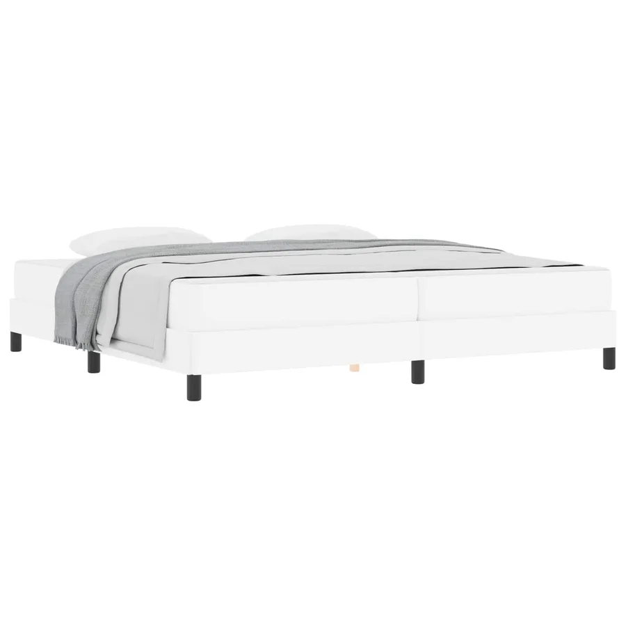 Cadre de lit avec matelas Blanc pur 200 x 200 cm tissu - 2