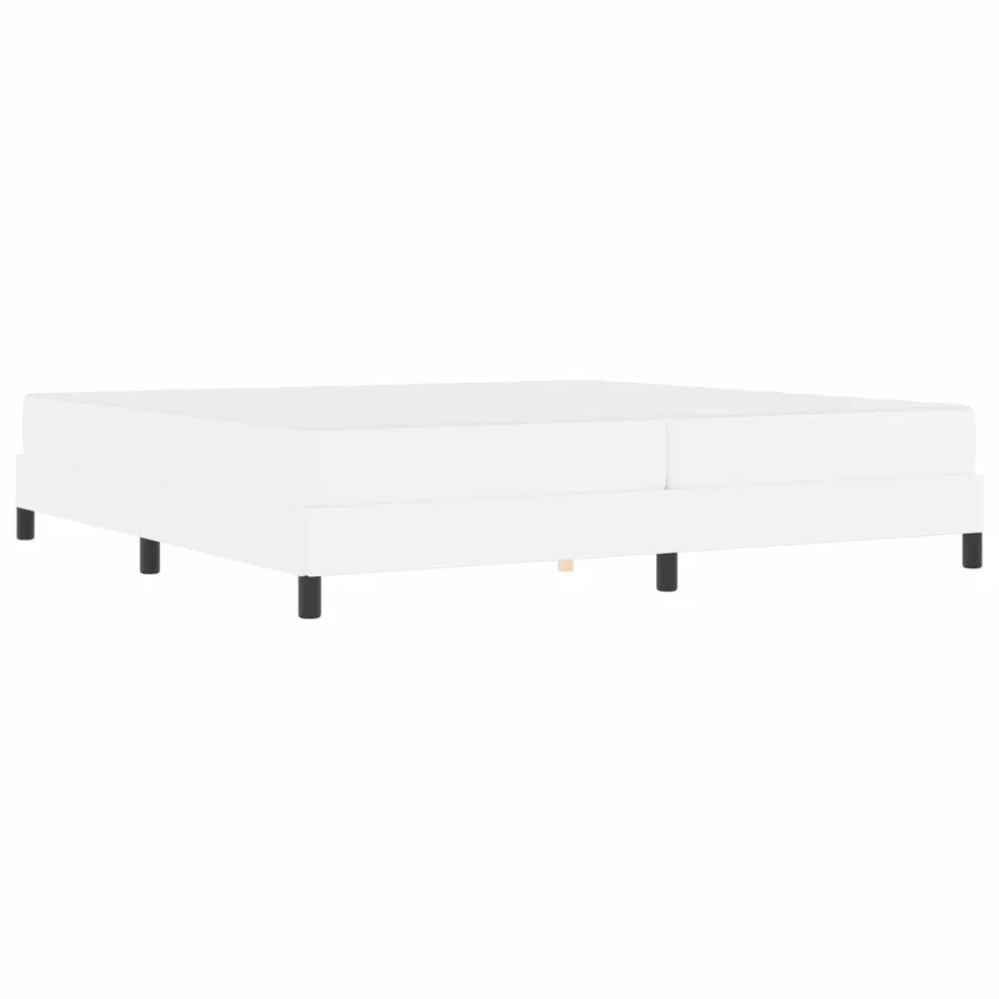 Cadre de lit avec matelas Blanc pur 200 x 200 cm tissu - 4