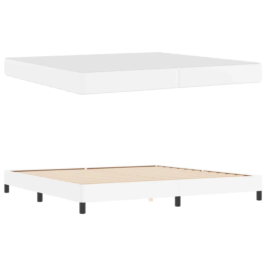 Cadre de lit avec matelas Blanc pur 200 x 200 cm tissu - 5