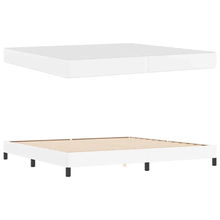 Cadre de lit avec matelas Blanc pur 200 x 200 cm tissu - 6
