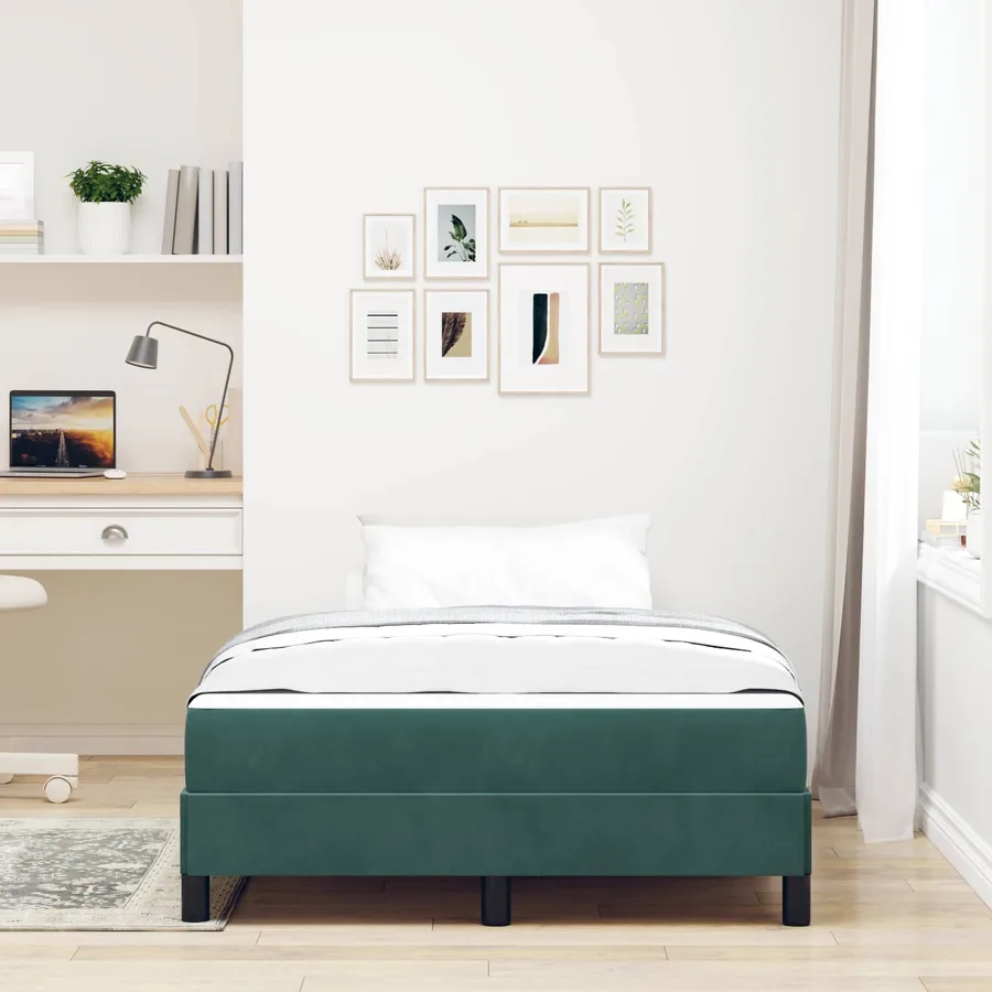 Lit à ressorts avec matelas Vert foncé 120 x 190 cm tissu - 4