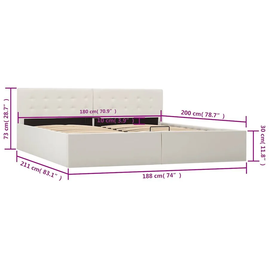 Cadre de lit avec rangement hydraulique 180x200 cm similicuir - 12