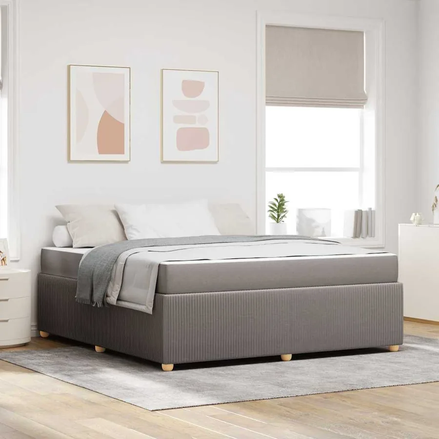 Cadre de lit avec matelas Taupe 180 x 200 cm tissu