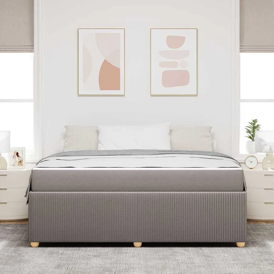 Cadre de lit avec matelas Taupe 180 x 200 cm tissu - 3