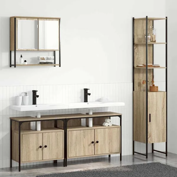 Ensemble de mobilier de salle de bain 4 pcs Chêne Sonoma
