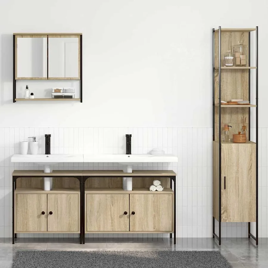 Ensemble de mobilier de salle de bain 4 pcs Chêne Sonoma - 4