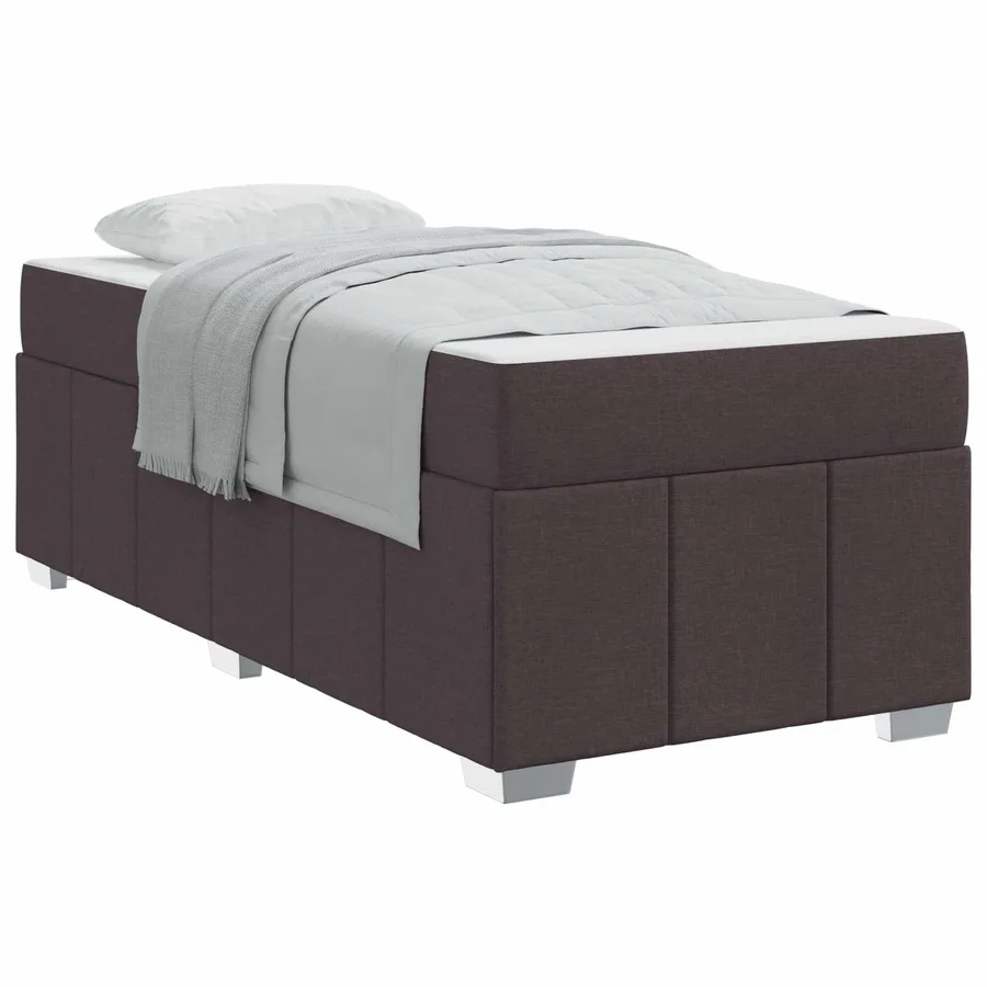 Cadre de lit avec matelas Marron foncé 90 x 200 cm tissu - 2