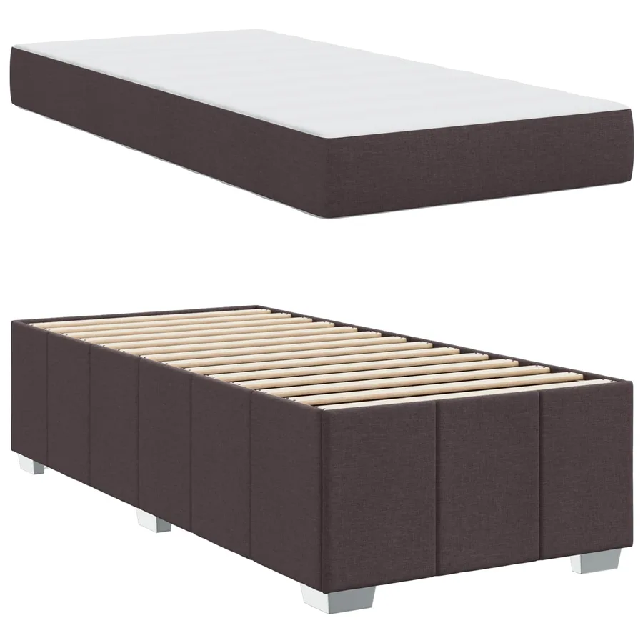 Cadre de lit avec matelas Marron foncé 90 x 200 cm tissu - 5