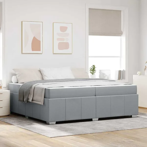 Cadre de lit avec matelas Gris clair 200 x 200 cm tissu