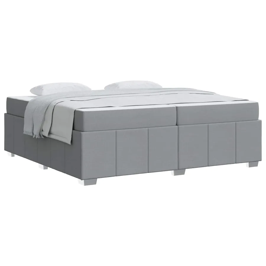 Cadre de lit avec matelas Gris clair 200 x 200 cm tissu - 2