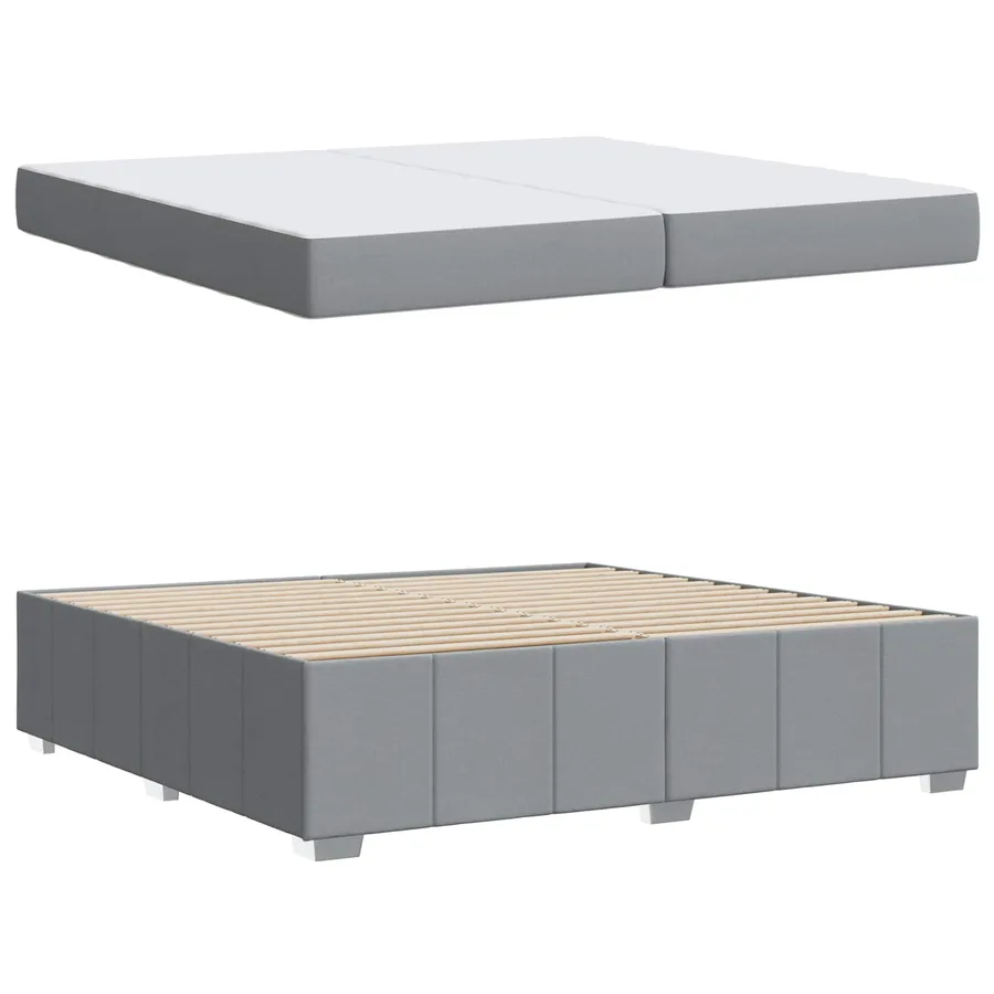 Cadre de lit avec matelas Gris clair 200 x 200 cm tissu - 5