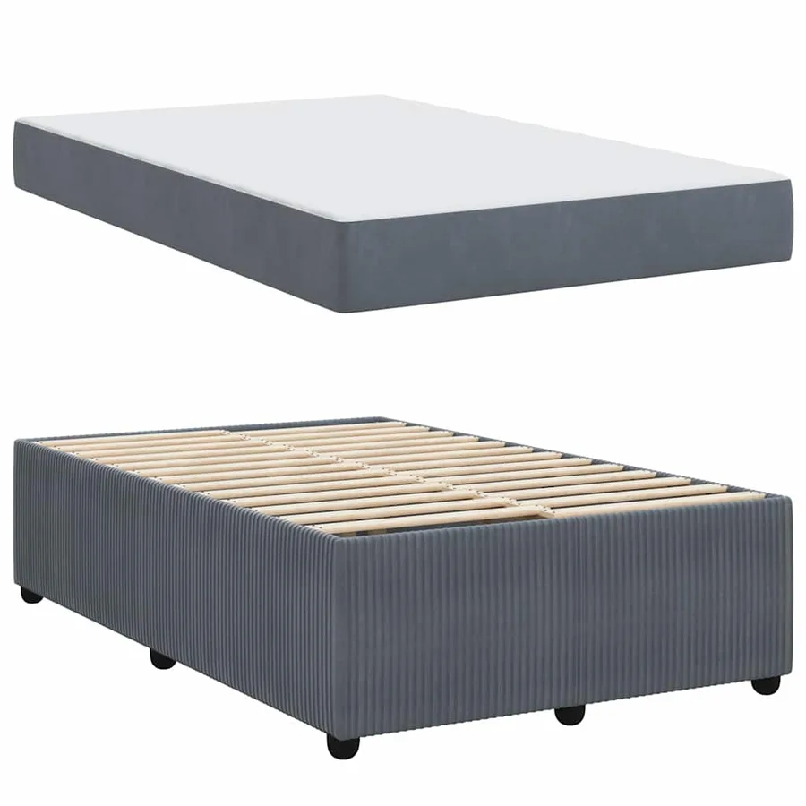 Cadre de lit avec matelas Gris foncé 120 x 200 cm tissu - 4