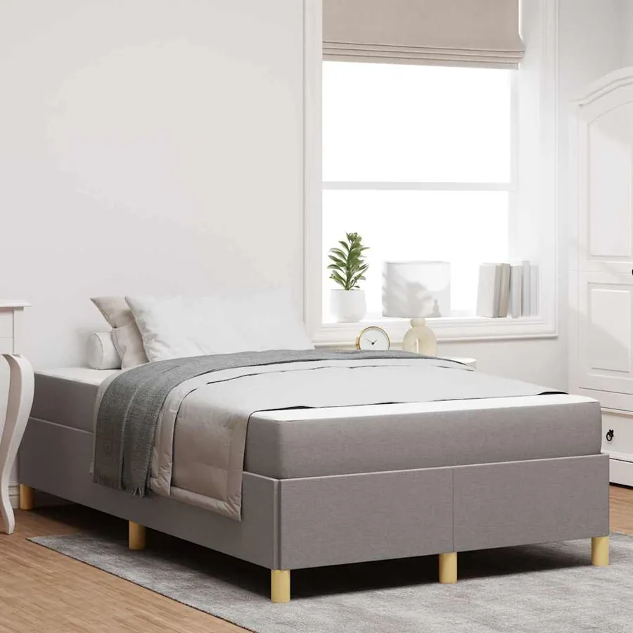Cadre de lit avec matelas Taupe 120 x 200 cm tissu