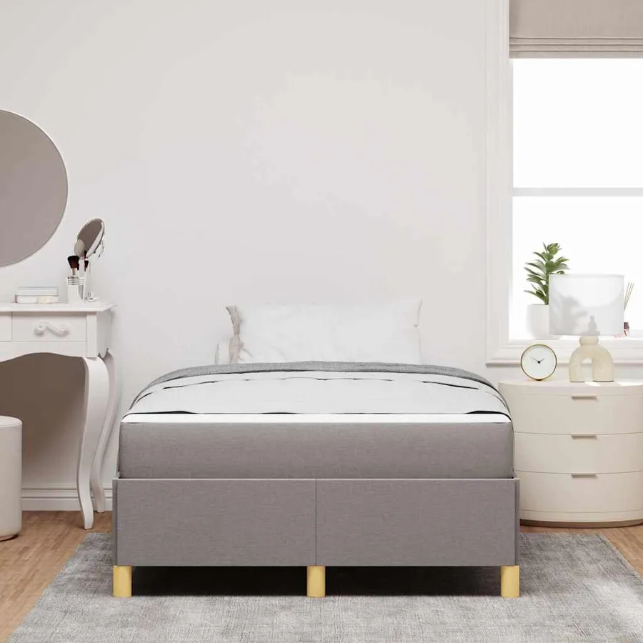 Cadre de lit avec matelas Taupe 120 x 200 cm tissu - 3