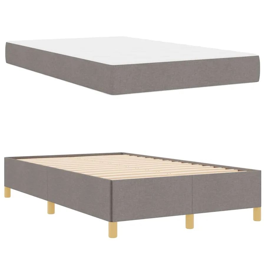 Cadre de lit avec matelas Taupe 120 x 200 cm tissu - 6