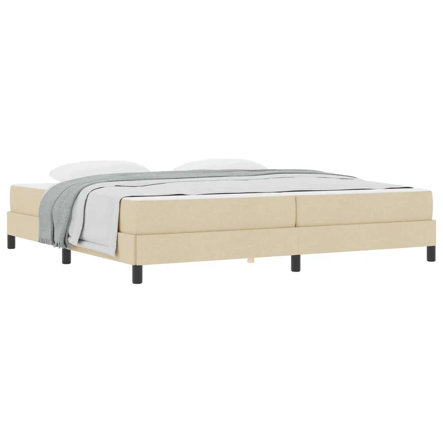 Lit à ressorts avec matelas Crème 200 x 200 cm tissu - 2