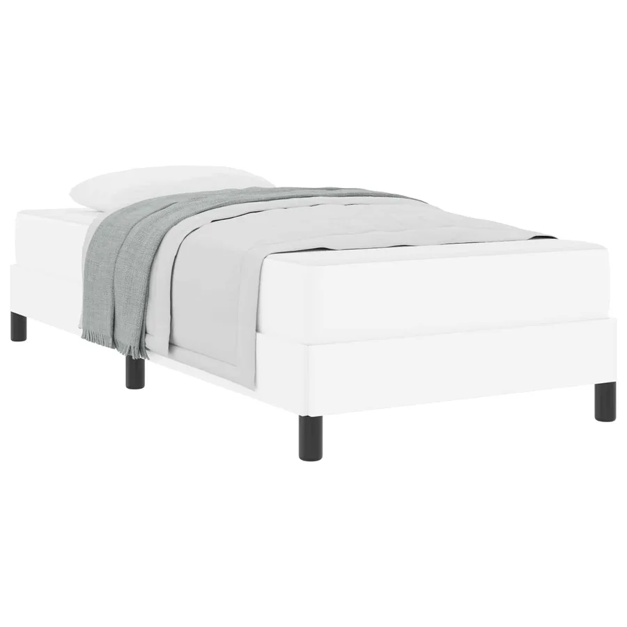 Cadre de lit avec matelas Blanc pur 90 x 200 cm tissu - 2
