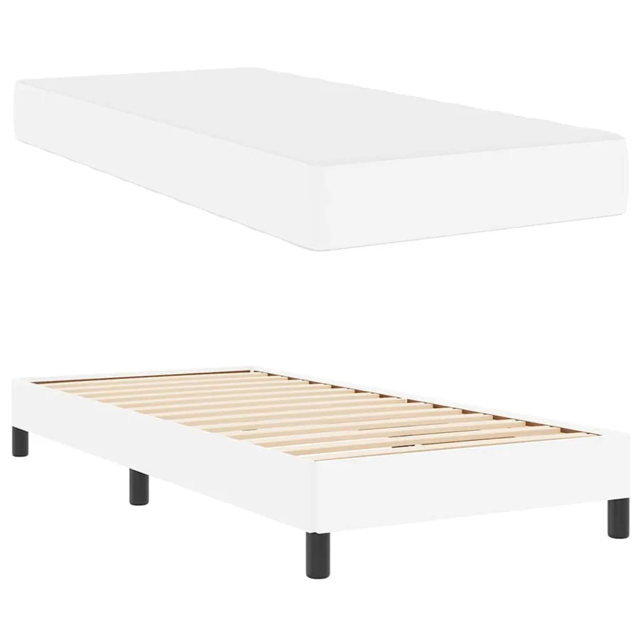 Cadre de lit avec matelas Blanc pur 90 x 200 cm tissu - 6