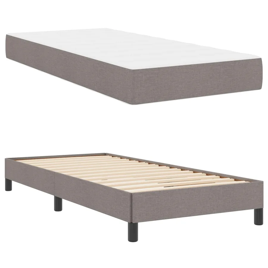 Lit à ressorts avec matelas Taupe 100 x 200 cm tissu - 5