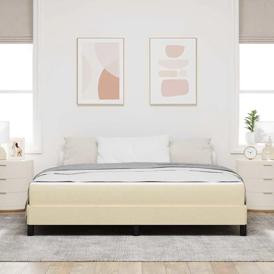 Lit à ressorts Crème 180 x 200 cm tissu - 3
