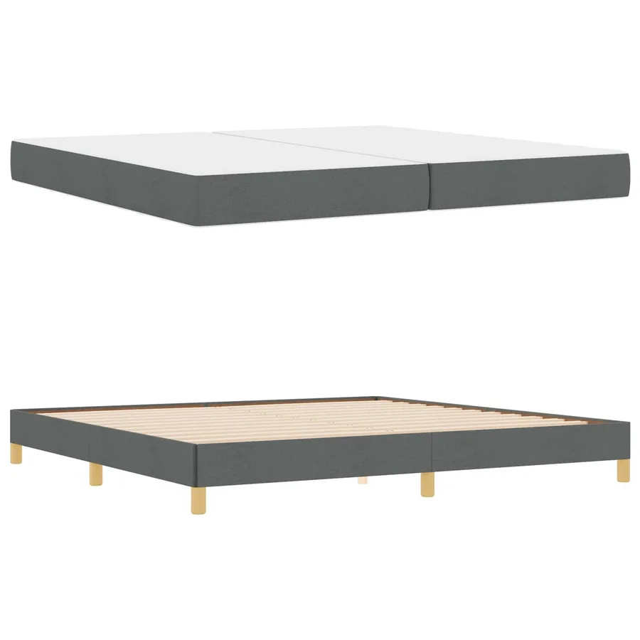 Lit à ressorts avec matelas Gris foncé 200 x 200 cm tissu - 4