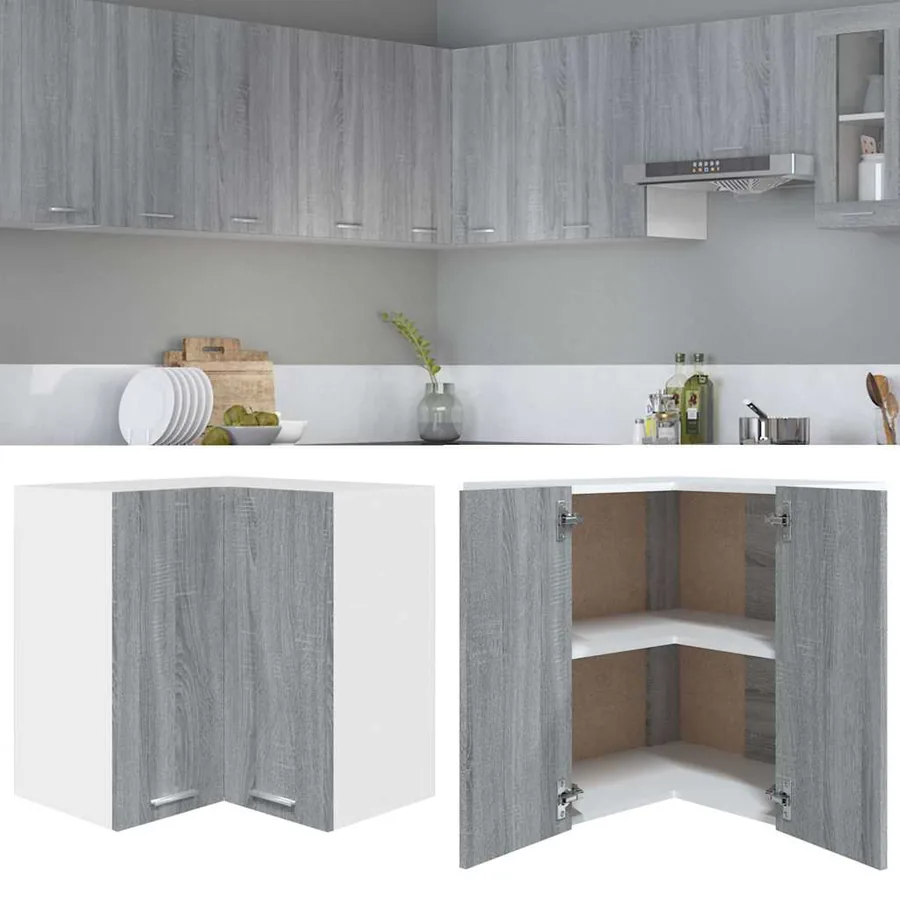 Armoire d'angle suspendue "Lyon" Gris Sonoma 57 x 57 x 60 cm Bois d'ingénierie