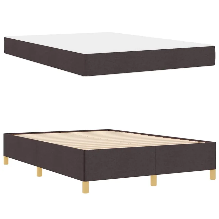 Cadre de lit avec matelas Marron foncé 140 x 200 cm tissu - 6