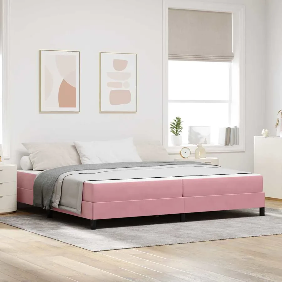 Lit à ressorts avec matelas Rose 200 x 200 cm tissu