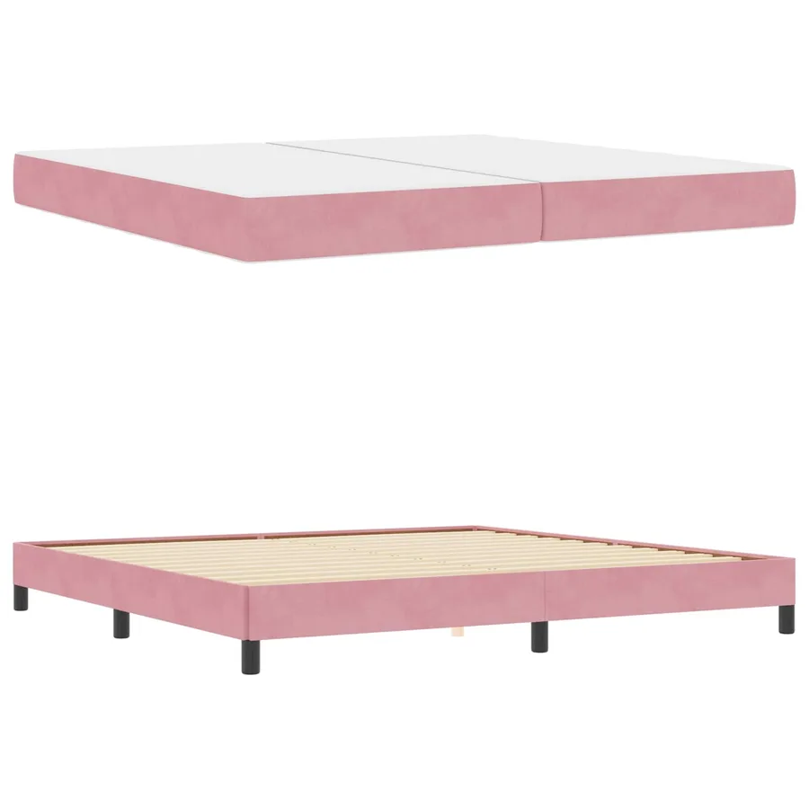 Lit à ressorts avec matelas Rose 200 x 200 cm tissu - 4