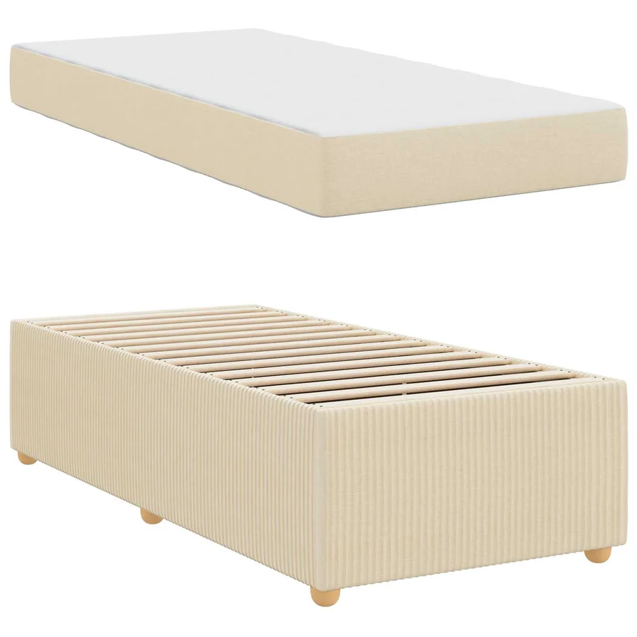 Cadre de lit avec matelas Crème 90 x 200 cm tissu - 5
