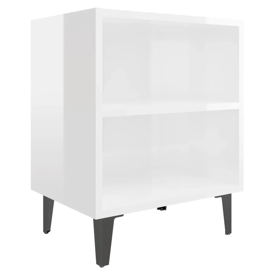 Table de chevet avec pieds en métal blanc brillant 40x30x50 cm - 2