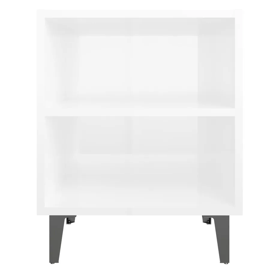 Table de chevet avec pieds en métal blanc brillant 40x30x50 cm - 4