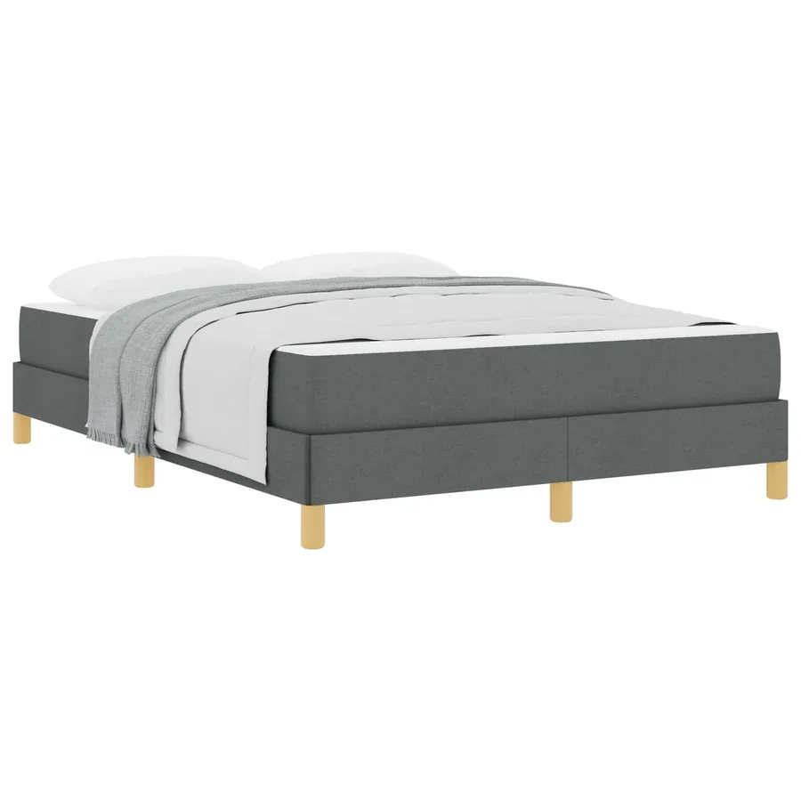 Lit à ressorts avec matelas Gris foncé 140 x 200 cm tissu - 2