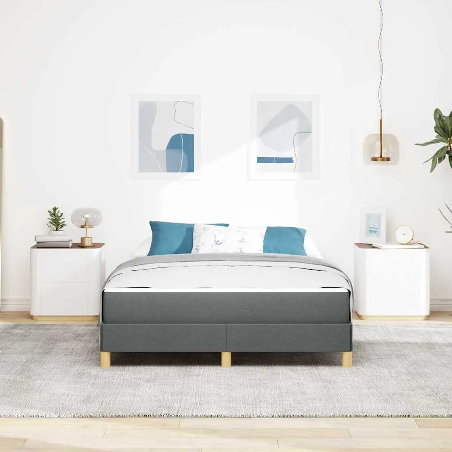 Lit à ressorts avec matelas Gris foncé 140 x 200 cm tissu - 3