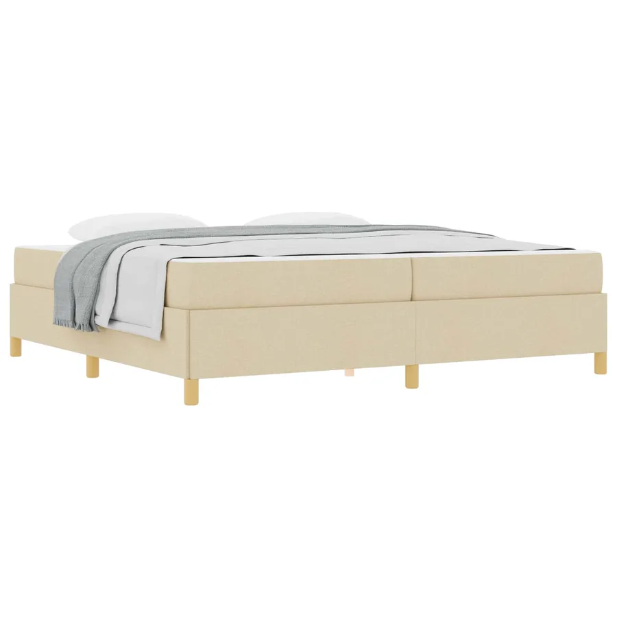 Cadre de lit avec matelas Crème 200 x 200 cm tissu - 2
