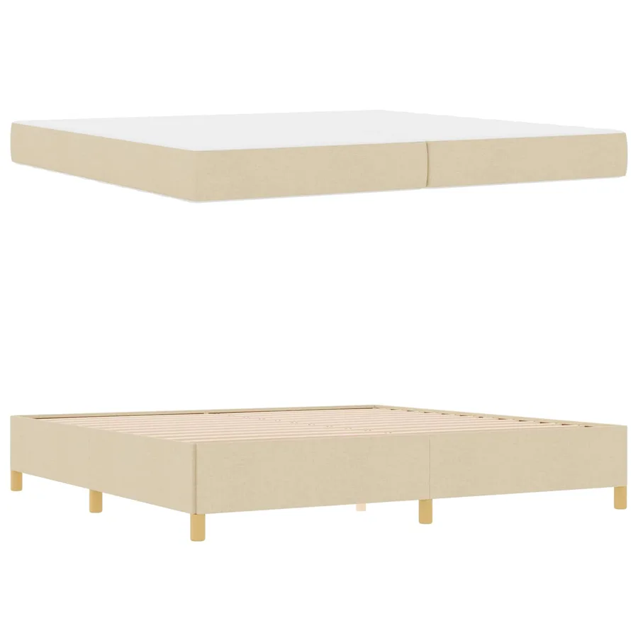 Cadre de lit avec matelas Crème 200 x 200 cm tissu - 5