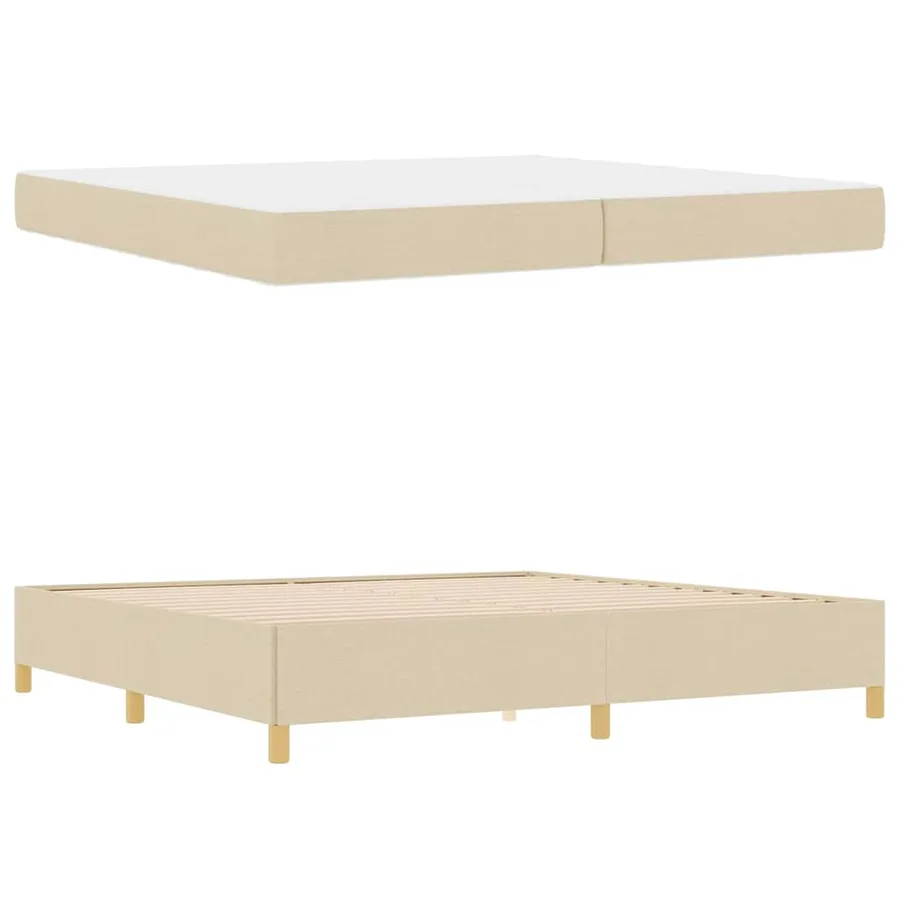 Cadre de lit avec matelas Crème 200 x 200 cm tissu - 6