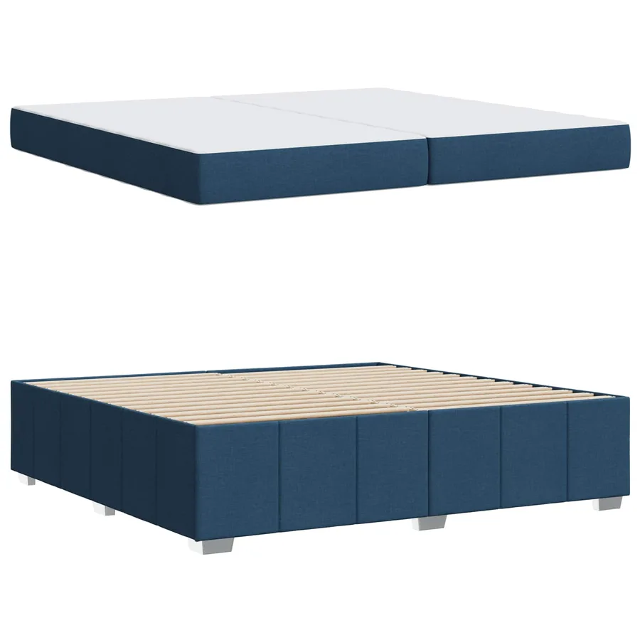 Cadre de lit avec matelas Bleu 200 x 200 cm tissu - 4