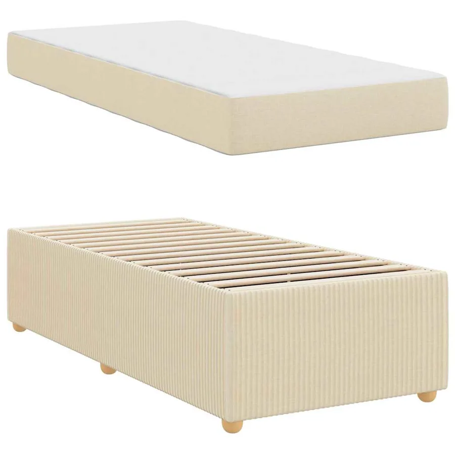 Cadre de lit avec matelas Crème 100 x 200 cm tissu - 4