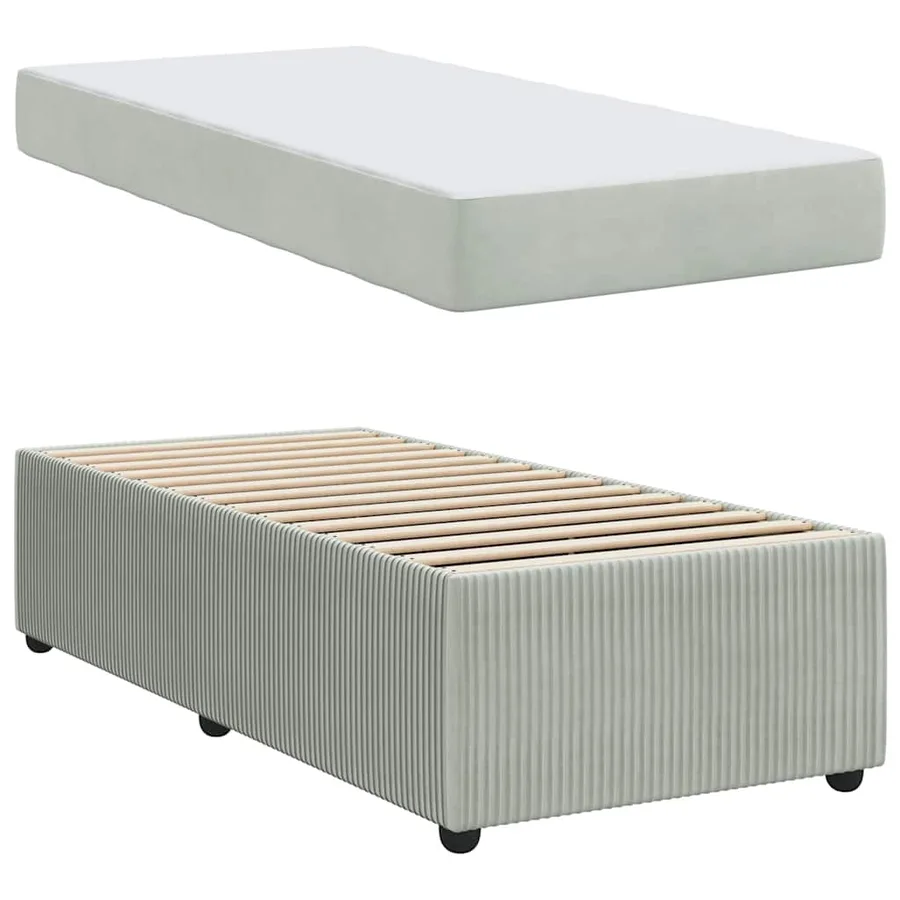 Cadre de lit avec matelas Gris clair 90 x 200 cm tissu - 4