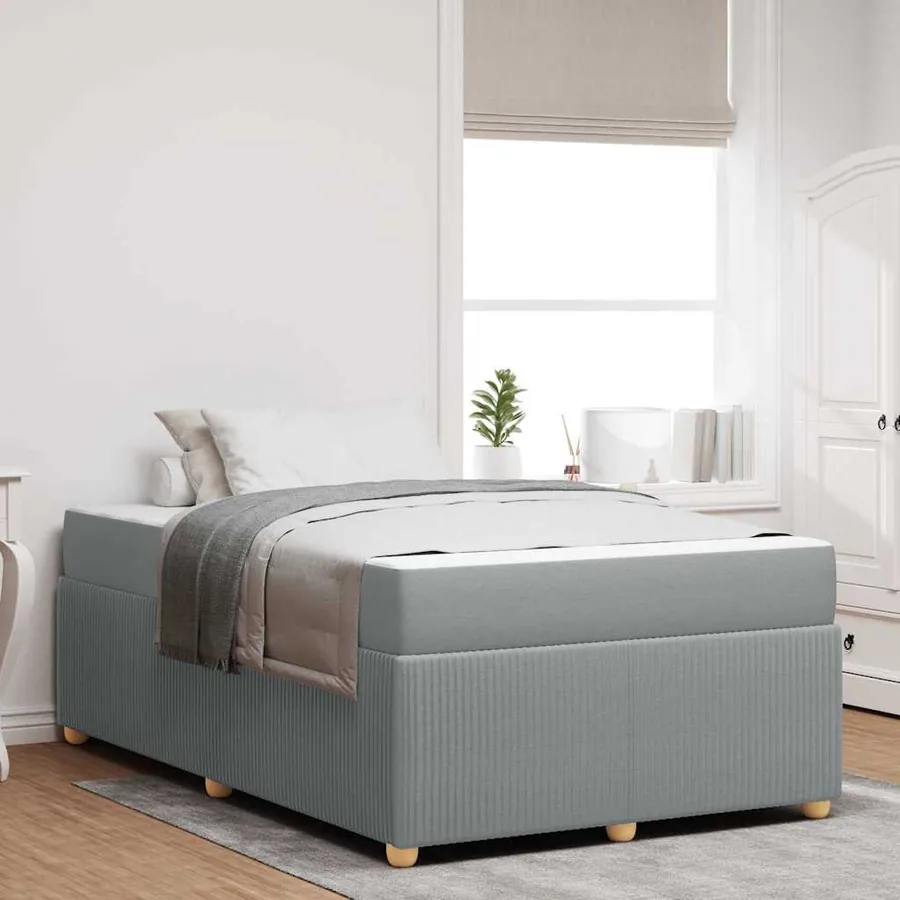 Cadre de lit avec matelas Gris clair 120 x 200 cm tissu