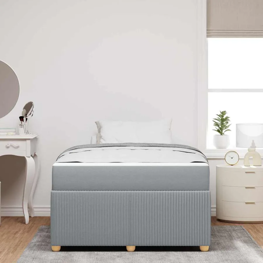 Cadre de lit avec matelas Gris clair 120 x 200 cm tissu - 3