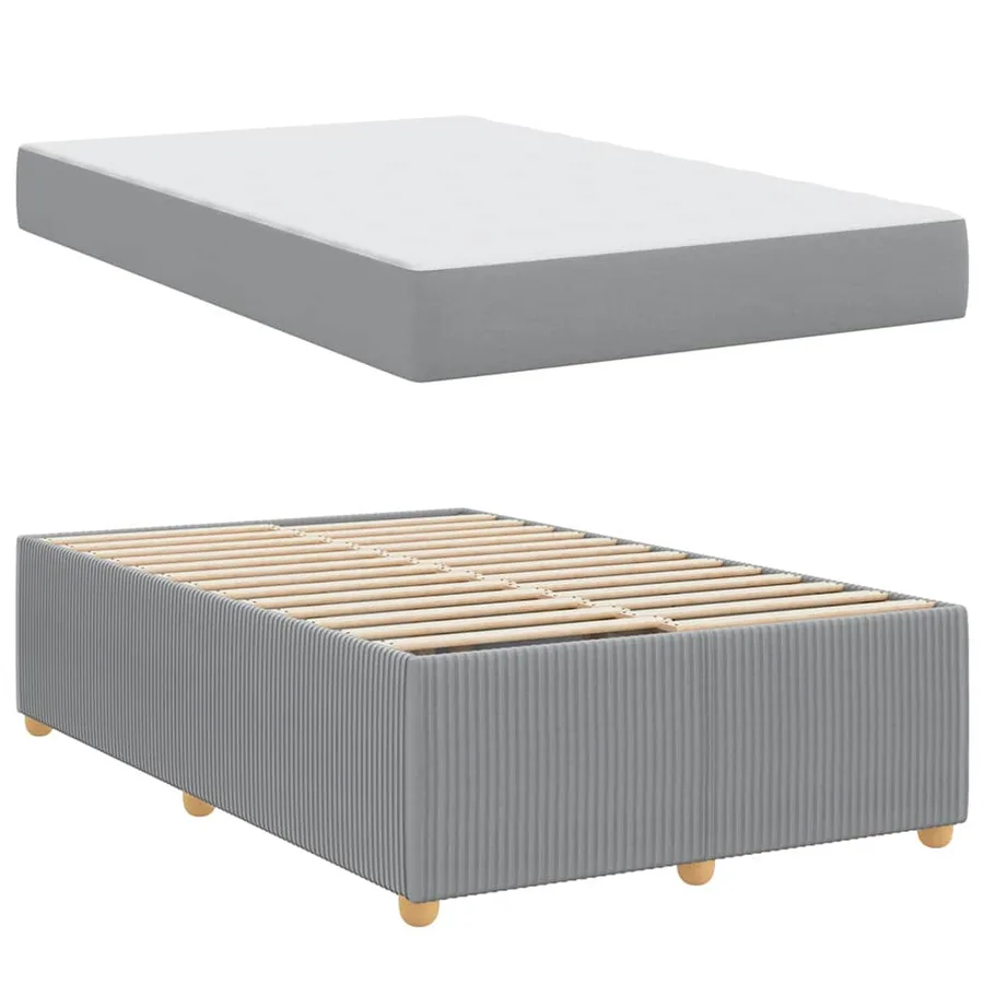 Cadre de lit avec matelas Gris clair 120 x 200 cm tissu - 4